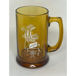 Vintage Schlitz Beer Golf Glass Mug Collectible Amber 5" Tall With Handle